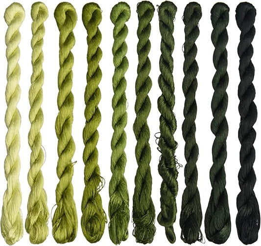 Natural 100% Silk Thread, Handmade Embroidery Thread Silk Floss 10 Colors 110m Each (44)