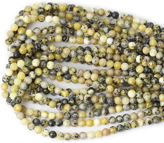 cheavian 60pcs 6mm natural yellow turquoise gemstone round loose beads stone beads for jewelry making diy materials 1 strand 15"