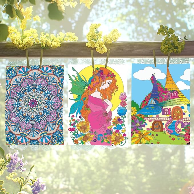 Aannanl Adult Coloring Book 3 Pcs Coloring Books for Adults Relaxation Mandalas,Flowers and Fairytale House Theme Spiral Bound Coloring Book for Women to Stress Relief (Artistic Aesthetics)