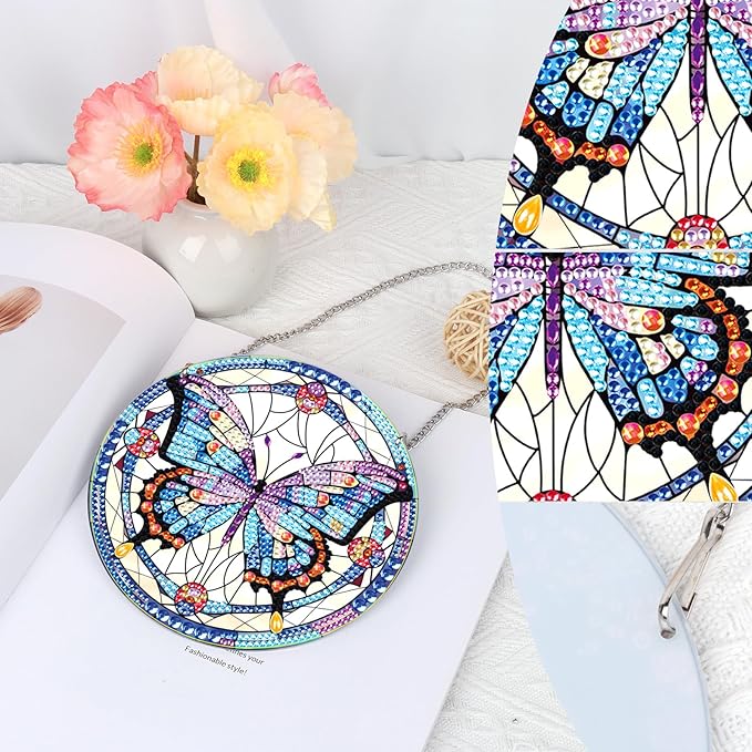Tontut Diamond Painting Hanging Decoration Kits, Adult Beginner 5D Butterfly Diamond Art Painting, DIY Special Shape Diamond Craft Wall Garden Decoration, Gifts