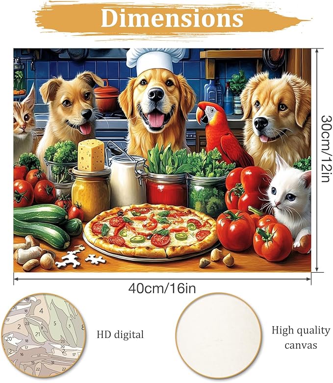 MAXBYE Paint by Numbers Kits for Adults, Kitchen Cute Pet Acrylic Easy Paint by Numbers for Adults Beginner, DIY Painting by Numbers for Home Wall Decor Gift 12x16in