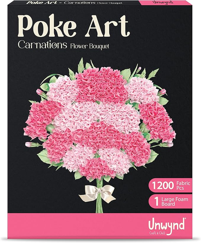 Unwynd Poke Art Carnations Flower Bouquet, Mess-Free Arts and Crafts for Adults, Teen Craft Kits, Thoughtful Gifts for Women and Men