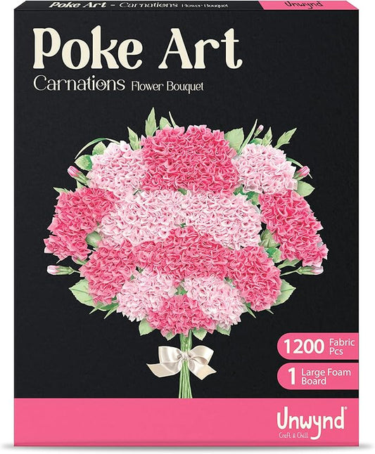 Unwynd Poke Art Carnations Flower Bouquet, Mess-Free Arts and Crafts for Adults, Teen Craft Kits, Thoughtful Gifts for Women and Men