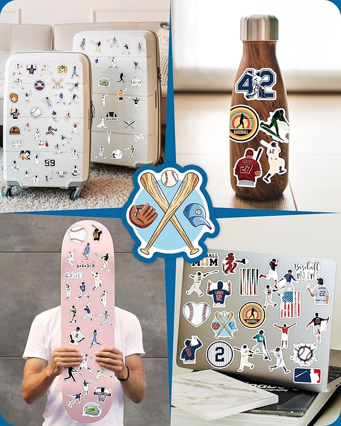 pcnearty 100 pcs sport stickers for kids, baseball water bottle stickers, vinyl waterproof laptop sticker for water bottle, bulk sticker packs for boys kids classroom prizes for elementary students