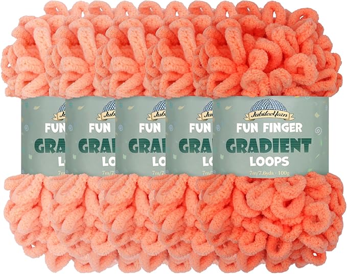 JubileeYarn Fun Finger Gradient Loops Yarn - 100g/Skein Jumbo Polyester - Juventas - 5 Skeins