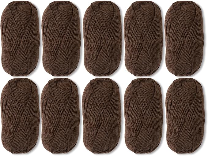 Knit Picks Wool of The Andes Worsted Weight Brown 100% Wool Yarn Multi Pack (10 Balls - Chocolate)