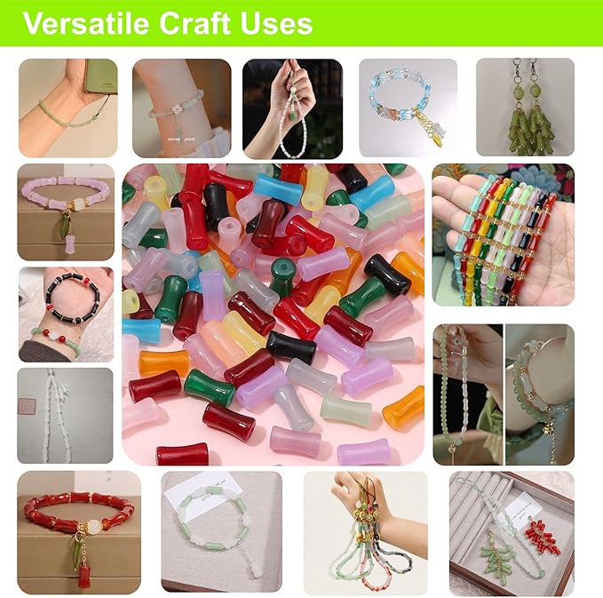 REVKI 6 * 12mm Glass Beads Bracelet Making Kit,600pcs 24 Colors Rice Shaped Natural Bamboo Crystal Beads for Jewelry Making,Teardrop Glass Beads for DIY Necklace Crafts