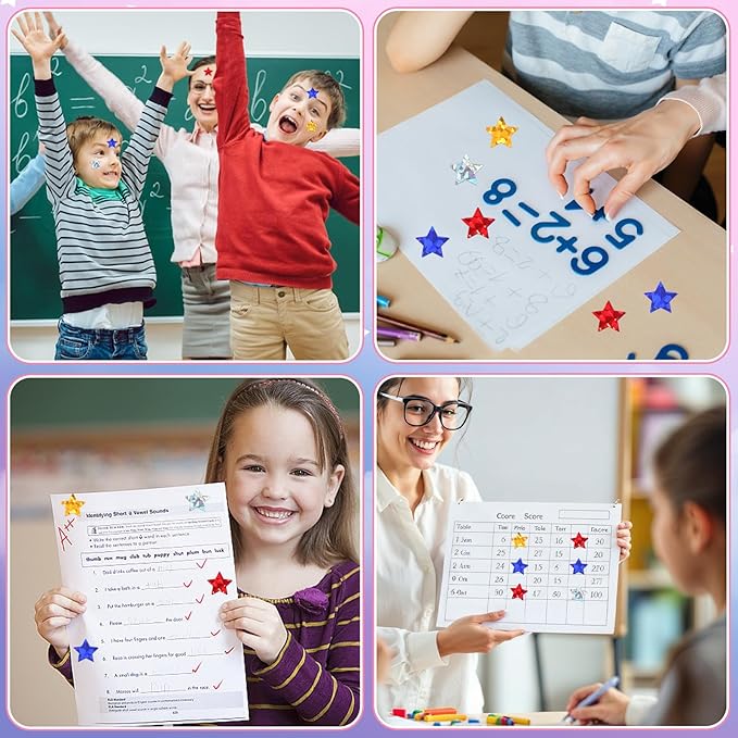 2000 pcs holographic star stickers, self adhesive metallic glitter foil stickers reflective star sticker, ideal for student planners and classroom supplies, each measures 1”