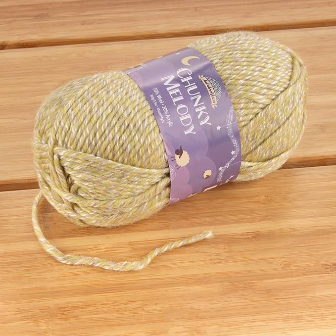 JubileeYarn Chunky Melody Yarn - 100g/Skein Bulky Wool Blend - Sage Heather - 2 Skeins