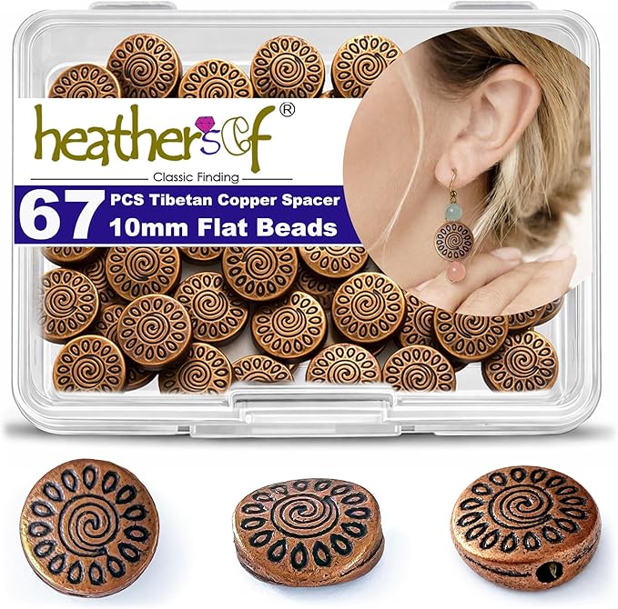 Copper Spacer 10mm Flat Beads for Jewelry Making Supplies for Adults Small Seed Bead for Necklace Earring Bracelet Making Kit Bulk Silver Jewelry Set 67pcs