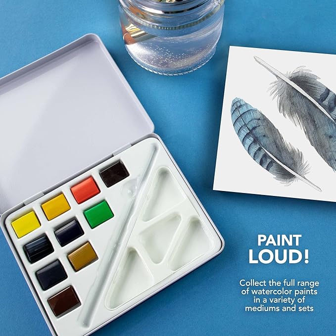 Daler-Rowney Mini Half Pan Travel Tin, 12 Piece Set, Colors May Vary