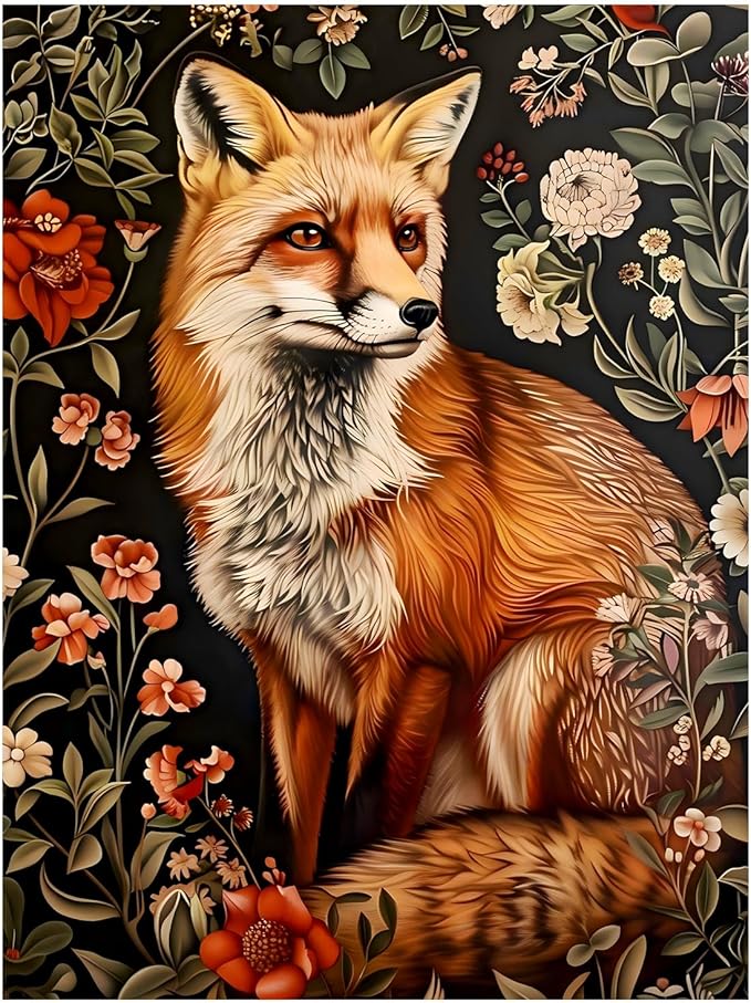 Paint by Numbers for Adult, Fox Paint by Numbers Kit for Adults Beginners, DIY Acrylic Oil Painting Kits with Brushes for Home Wall Decor 16x20Inch