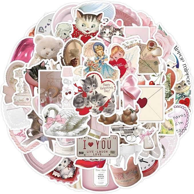 60pcs coquette stickers cute vinyl laptop stickers, waterproof aesthetic stickers, pink sticker pack for girls water bottles laptop computer phone guitar (60 coquette stickers)