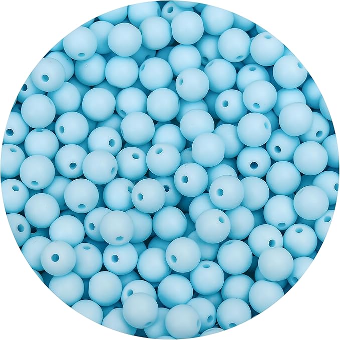 bonny boxx 100pcs 12mm matte light blue acrylic round beads, frosted plastic resin bubblegum balls chunky gumball beads for necklace and bracelet making, crafting supplies