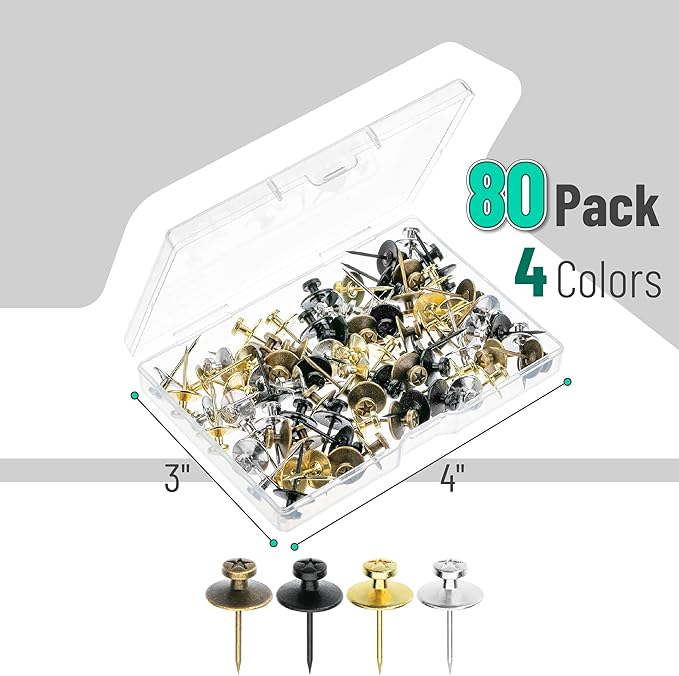 Mr. Pen- Double Headed Picture Hanging Nails, 80 Pack, Mixed Colors, Tacks for Wall Hangings, Pins, Thumb Tacks