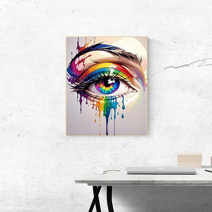 ldazao Colorful Eye Paint by Numbers Kit for Adults DIY Color Adult Paint by Number Kits Acrylic Canvas Painting Kit for Beginner Oil Painting Kits for Gift Home Wall Decor 16x20 Inch