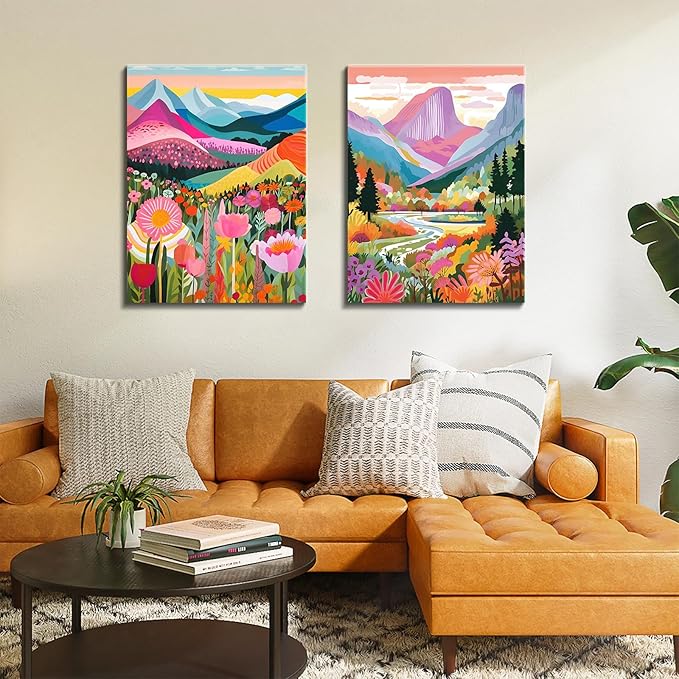 2 Pack Paint by Numbers Kit for Adults Beginners - 12x16 Inch DIY Painting with Numbers for Adults Mountains Kits on Canvas,Wander Painting by Number for Adult Home Decor