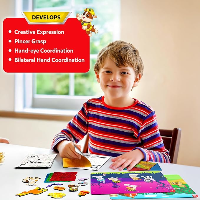 skillmatics foil fun - paw patrol, mess-free art & craft kits for kids, diy creative activity, travel toys, gifts for fans of chase, marshall, skye, girls, boys, ages 4, 5, 6, 7, 8 and up