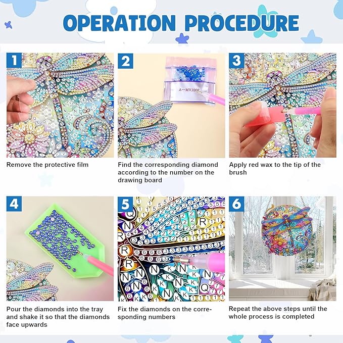 MAXBYE Hanging Dragonfly Diamond Art Painting Kits for Adults Beginners, DIY 5D Special Shaped Crystal Painting Diamond Kits Hanging Ornament for Gift Home Wall Door Decor