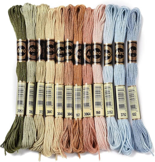 FASHEWELRY 105 Yards Crewel Cross Stitch Floss for Jewelry Making, 1mm Polyester Embroidery Floss Thread Embroidery Thread Bulk for Bracelet Knitting Stitch Supply (Rainbow)