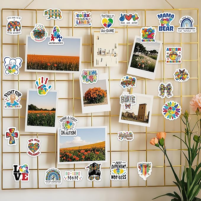 100 Pcs Autism Stickers, Autism Awareness Sticker Decorations for Car Laptop Glass Water Bottles, Colorful Autism Accessories, Vinyl Waterproof Sticker Decals