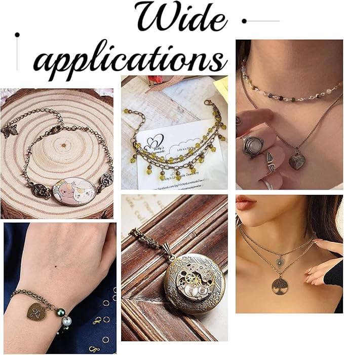 SUNNYCLUE 32.8Feet/ 10m Antique Bronze Chain Bulk Brass Cable Curb Chains for Jewelry Making Findings Links 100Pcs Iron Jump Rings 30Pcs Brass Lobster Clasps Necklace Bracelet Choker 4x3x0.6mm