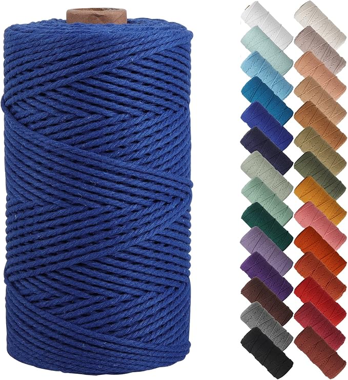 NOANTA Royal Blue Macrame Cord 2mm x 220yards, Colored Macrame Rope, Cotton Rope Macrame Yarn, Colorful Cotton Craft Cord for Wall Hanging, Plant Hangers, Crafts, Knitting