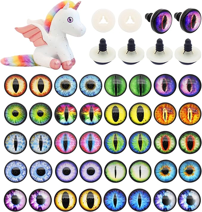 Julie Wang 40PCS 16MM Dragon Safety Eye for Animal Crafts Making Adult Artist Model Enthusiast Crochet Project DIY Supplies with Washer
