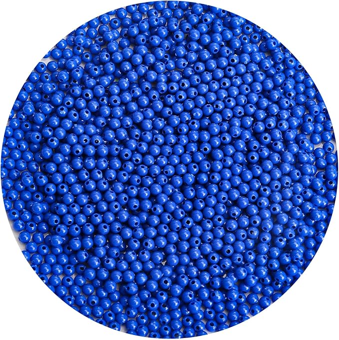 bonny boxx 2000pcs 4mm smooth sapphire acrylic round beads, plastic resin bubblegum balls chunky gumball beads for necklace and bracelet making, crafting supplies