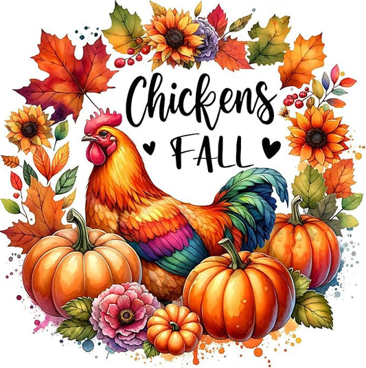 Meothan Fall Diamond Art Kits for Adults, Chicken Pumpkin Diamond Painting Kits for Adults, 5D DIY Round Full Drill Gem Art Paint by Diamonds Dots Crafts Kits for Home Decor Gift 12x12inch