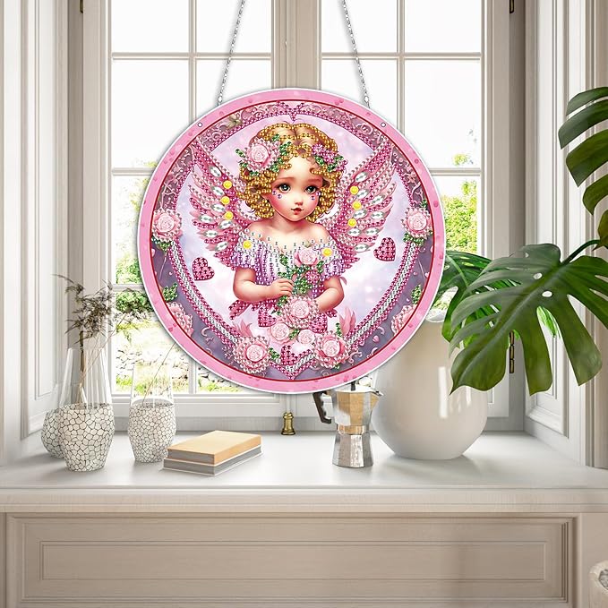 Generic DIY Hanging Diamond Pendant Special Shaped Crystal Diamond Art Painting Ornament Single Sided for Window Home Garden Wall Door Decor-Fairy
