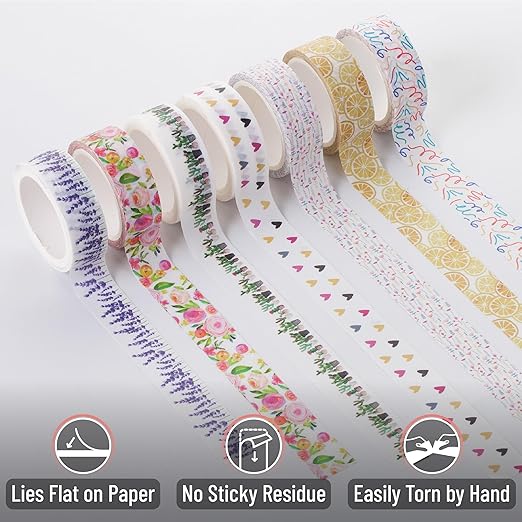 Mr. Pen- Washi Tape Set, 21 Rolls, Assorted Sizes, Floral Washi Tape for Journaling (Pack of 2)