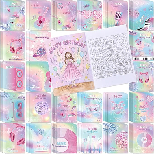 Liliful 144 Pcs Sweet Pop Music Coloring Book Bulk Music-Inspired Mini Coloring Books, Ideal for Leisure Relaxation, Party Favors & Music Enthusiast Gifts