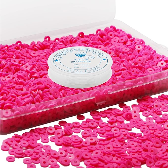 4000 Pcs Clay Beads for Bracelets Making, Polymer Spacer Flat DIY for Jewelry Necklace Earring Making Kit, Preppy Aesthetic Heishi Heshie Thin Disk Beads Assortments Set 4 6 8MM (PK-2-03, 4MM)