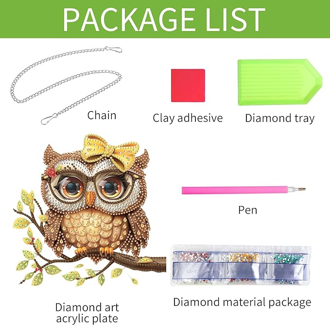 Wergund 5D DIY Owl Diamond Art Hanging Kits, Hanging Diamond Art Birds, Acrylic Special Shaped Rhinestone, Window Hanging Pendants for Home Wall Garden Front Door Outdoor Decor Gift(Owl)