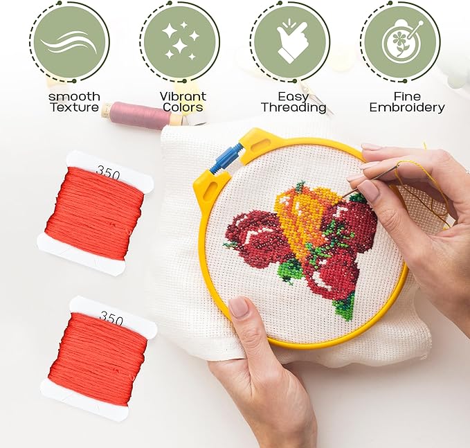 Embroidery Floss Kit and Refills - Cotton Threads - DMC Color Coding for Cross Stitch, String Crafts, Friendship Bracelets