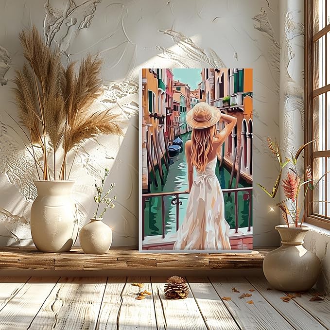 GHHKUD Venice Paint by Numbers Kits with Frame for Adults Beginners, DIY Landscape Paint by Numbers for Kids, Painting Art on Canvas Gifts Home Wall Decor 20x30cm