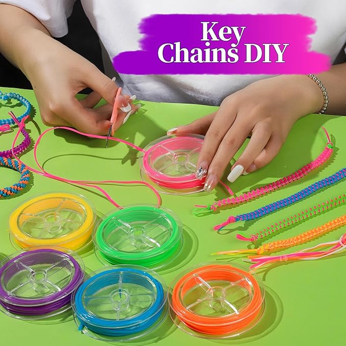 FANDAMEI 8 Color Lanyard Kit, Bright Color Lacing Cord, Lanyard String for Crafts, Bracelets and Jewelry Making