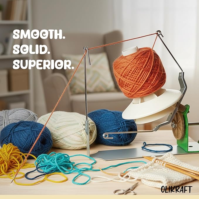 Olikraft Large Yarn Winder Large Capacity 10-16 oz - Hand Operated Metal Jumbo Yarn Winder - Durable Crochet Tools & Accessories