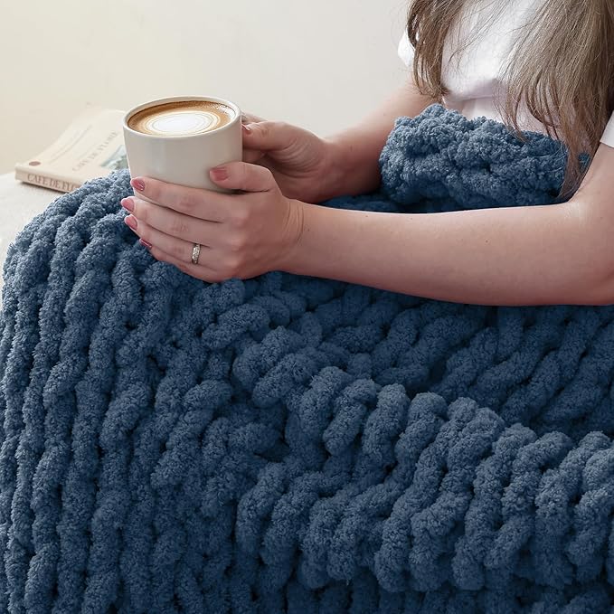 Jumbo Chunky Yarn for Hand Knitting - Super Thick Chenille Chunky Yarn for Crocheting - Extra Soft Bulky Fluffy Blanket Big Yarns 8 Jumbo Pack (27yds,8 oz Each Skein) Blue Teal