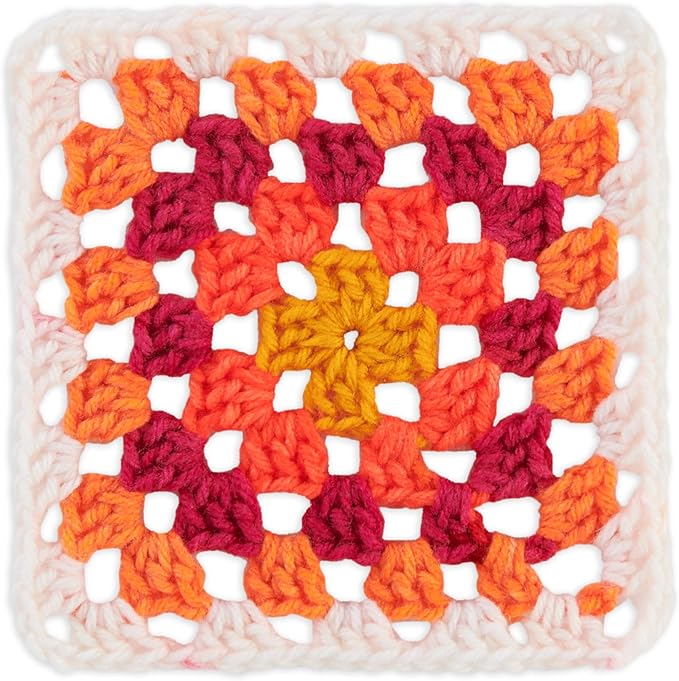 Red Heart All in One Granny Square Soft White - Citrus Twist Yarn - 3 Pack of 250g/8.8oz - 100% Acrylic - #4 Worsted (Medium) - 381m/417Yards - for Knitting, Crochet and Amigurumi