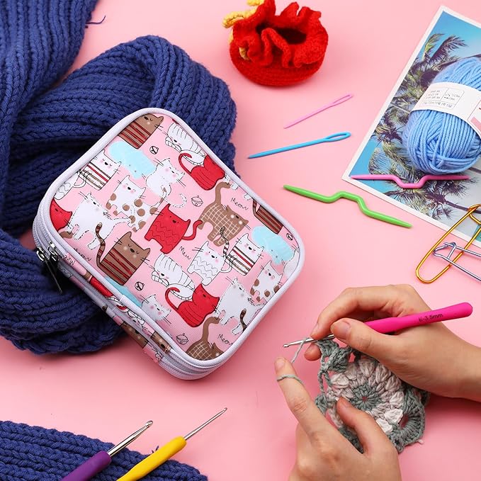 KOKNIT Crochet Hooks Set with Storage Case, 68pc Knitting Accessories, Soft Grip Ergonomic Crochet Needles, Smooth Coloured Aluminum Yarn Crochet Hooks Crochet Kit with Crochet Tools