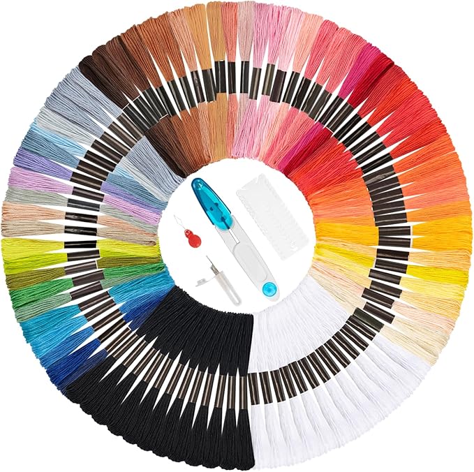 Friendship Bracelet String, 84 Skeins Cross Stitch Thread, 344.5 Inch Cotton Embroidery Floss, Hand Embroidery Thread Tools are Ideal for DIY Sewing and Embroidery Crafts Making