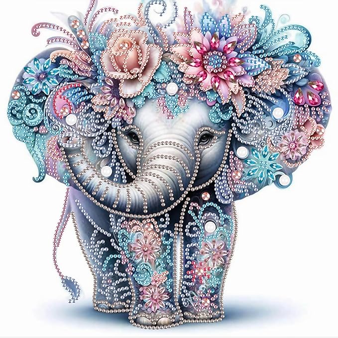 AiYuanzsh 5D Special Shape Diamond Art Kits for Beginners, Diamond Art Painting Kits for Adults, Crystal Rhinestones Diamond Art Painting for Home Wall Decoration Gift 12×12 inch, Elephant
