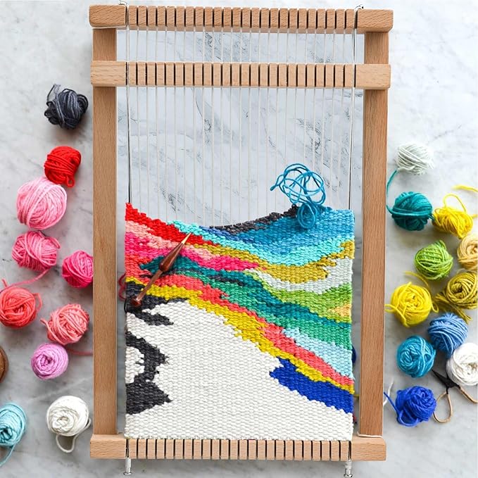 LYKTRIX Weaving Loom for Kids, Wooden Weaving Kit, Loom Kit for Kids Ages 8-12, Great Knitting Looms for Beginners and Girls Over 6 Years Old, Contains Enough Weaving Yarn 11.4" x 7.5"