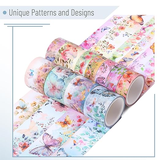 Mr. Pen- Washi Tape Set, 20 Rolls, Assorted Sizes, Watercolor Butterfly Design, Washi Tape for Journaling