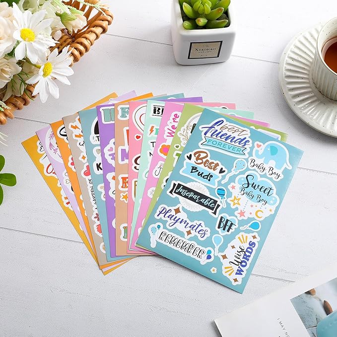 Qilery 60 Sheets Family Scrapbook Stickers Friend Theme Waterproof Scrapbooking Supplies Stickers Set Family Decals Decor for Water Bottle Laptop Photo Album Planner Embellishment