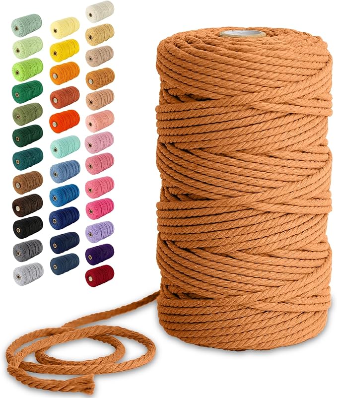 Nook Theory Macrame Cord - 4mm 109 Yards Cotton Rope, 3mm 5mm Yarn, String for Crafts, Perfect for Macrame Wall Hanging and Boho Decorations (Mustard)