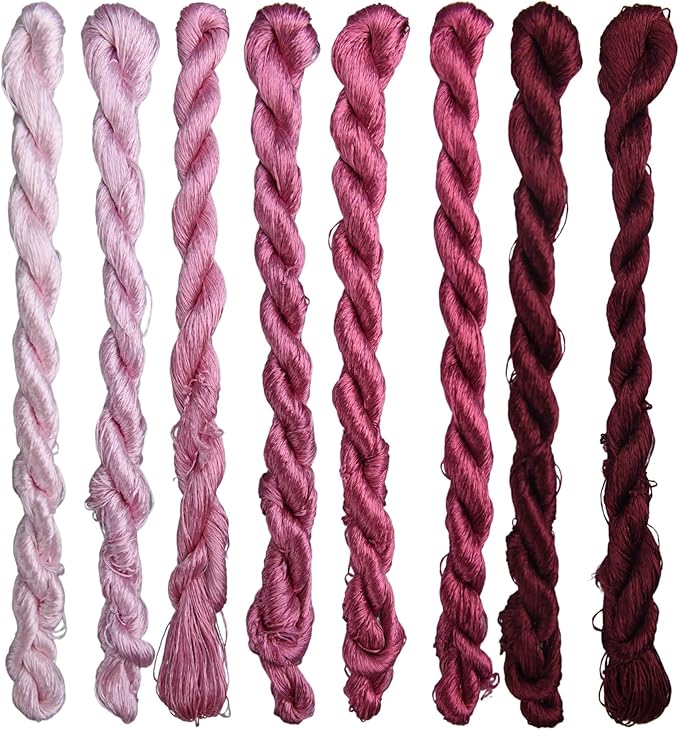 Natural 100% Silk Thread, Handmade Embroidery Thread Silk Floss 8 Colors 110m Each (80)
