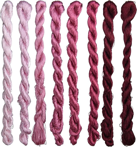 Natural 100% Silk Thread, Handmade Embroidery Thread Silk Floss 8 Colors 110m Each (80)